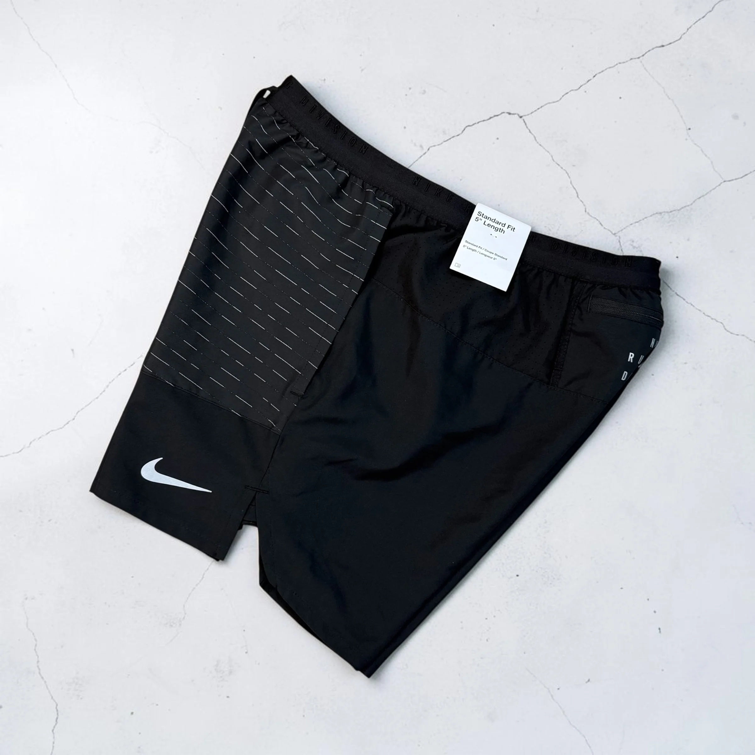 NIKE RUN DIV REFLECTIVE 5” SHORTS - BLACK